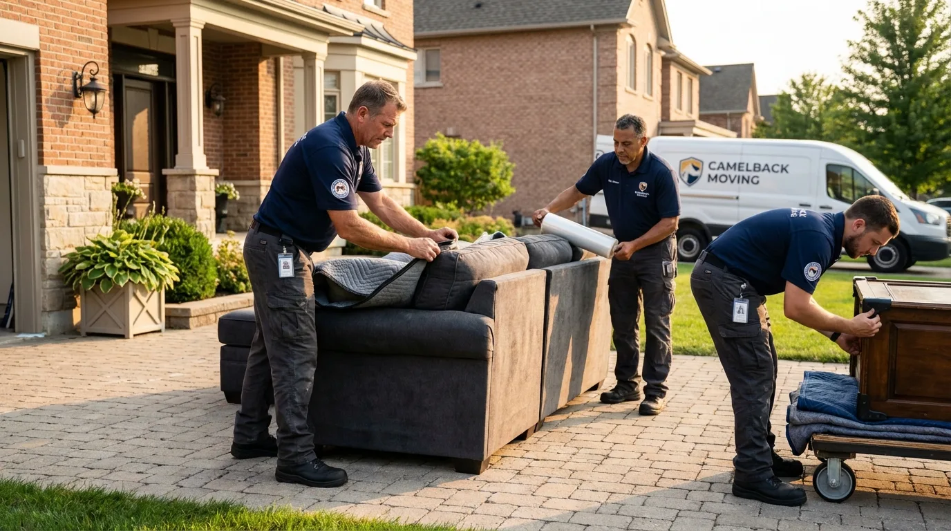 Large estate moving crew wrapping furniture in Apollo Beach, FL
